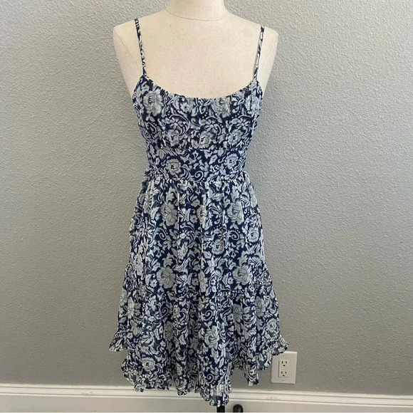 Saints & Secrets Gathered Bust Babydoll Size Small Floral Print Navy - Picture 1 of 9